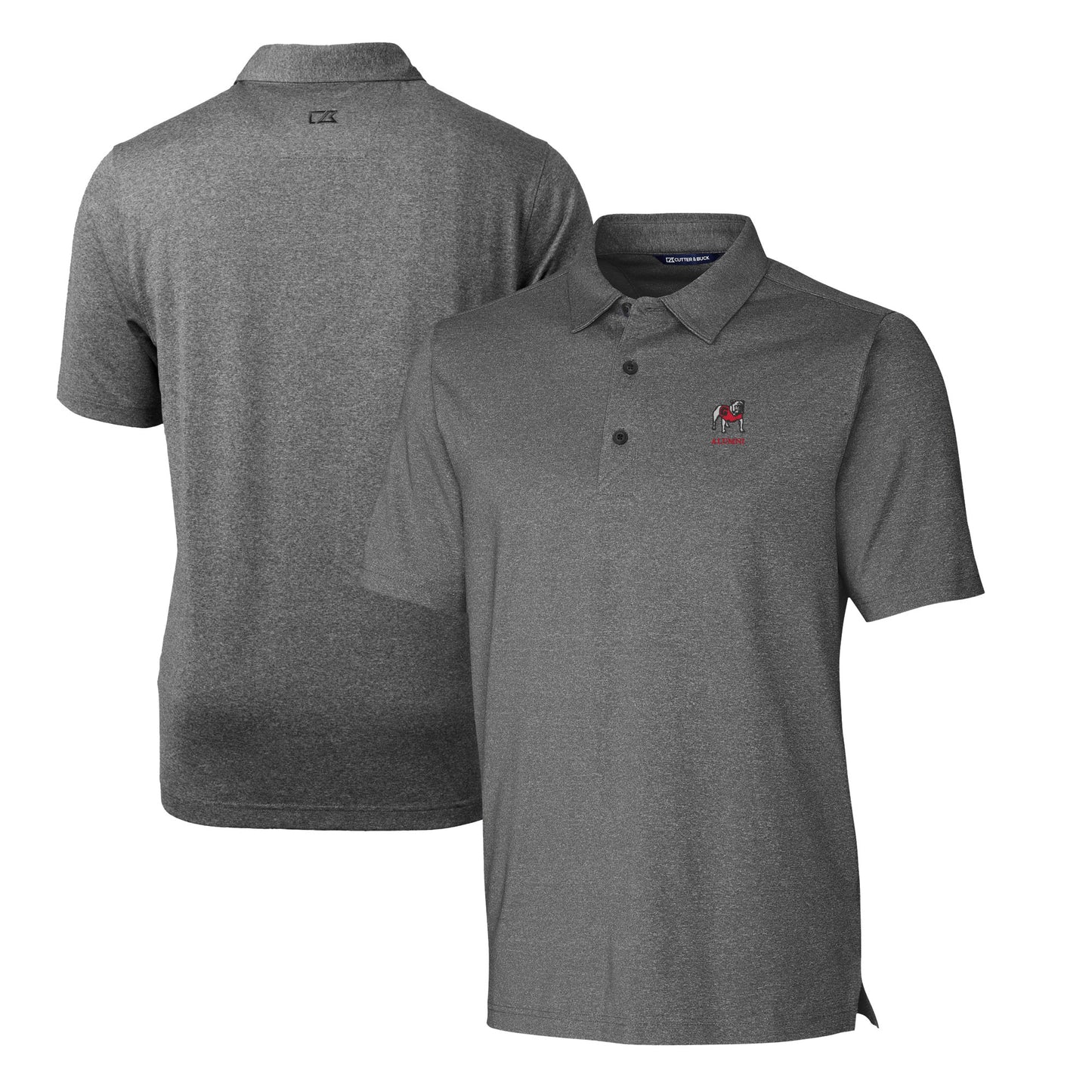 Men's Cutter & Buck Heather Charcoal Georgia Bulldogs Alumni Logo Forge DryTec Heathered Stretch Polo