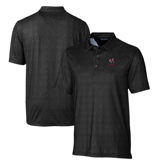 Men's Cutter & Buck Black Georgia Bulldogs Alumni Logo Pike DryTec Micro Floral Print Stretch Polo