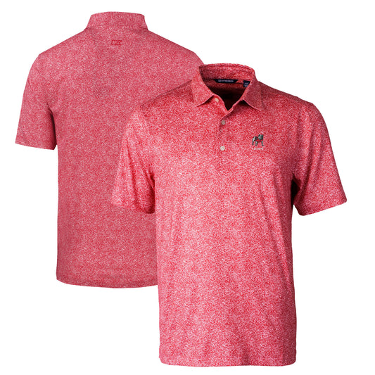 Men's Cutter & Buck Red Georgia Bulldogs Alumni Logo Pike DryTec Constellation Print Stretch Polo