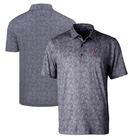 Men's Cutter & Buck Black Georgia Bulldogs Alumni Logo Pike DryTec Constellation Print Stretch Polo