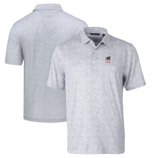 Men's Cutter & Buck Gray Georgia Bulldogs Alumni Logo Pike DryTec Constellation Print Stretch Polo