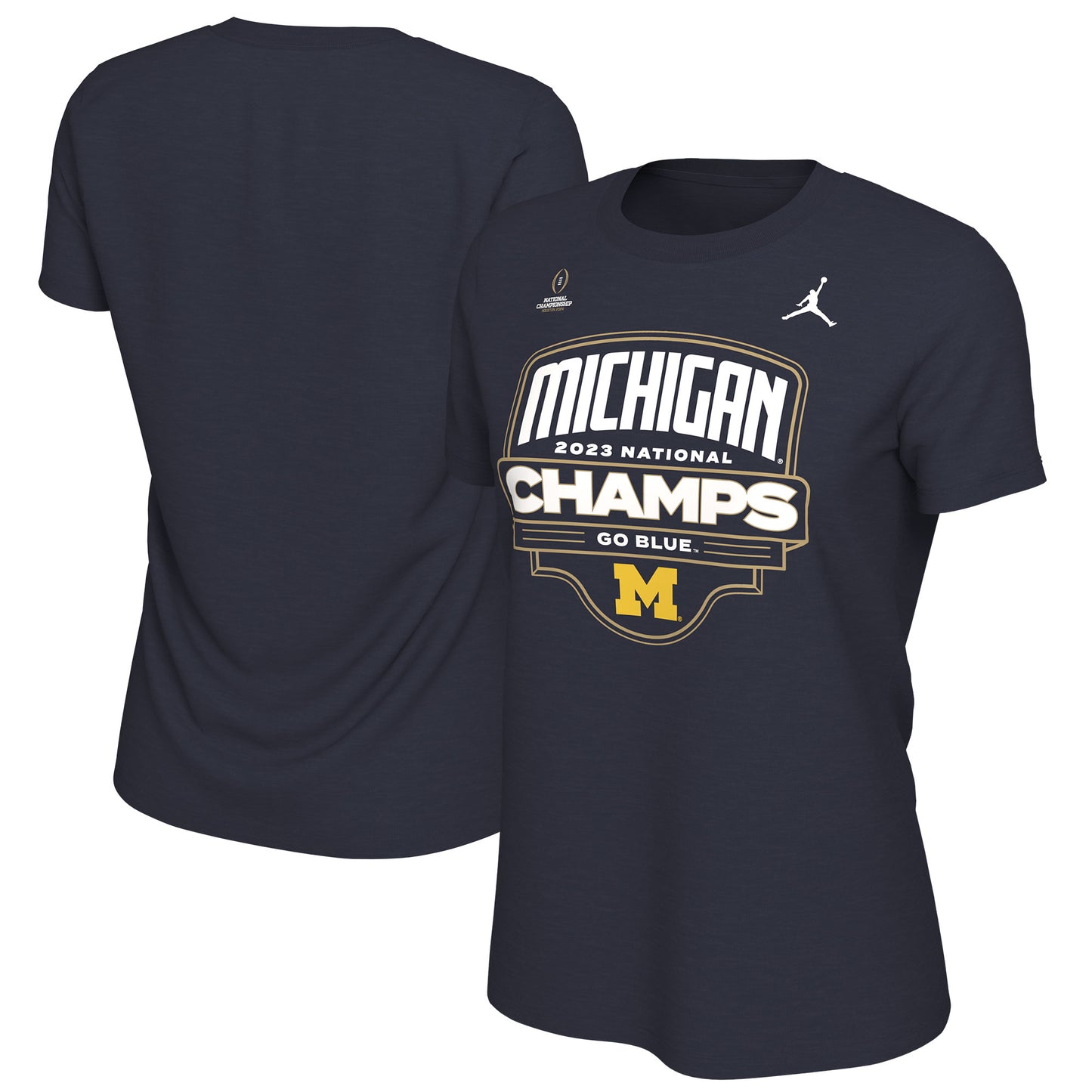 Women's Jordan Brand  Navy Michigan Wolverines College Football Playoff 2023 National Champions Parade T-Shirt