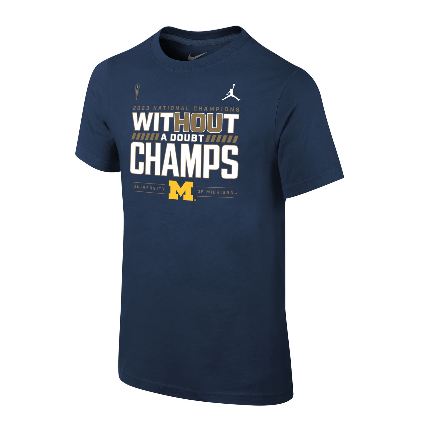 Youth Jordan Brand  Navy Michigan Wolverines College Football Playoff 2023 National Champions Locker Room T-Shirt