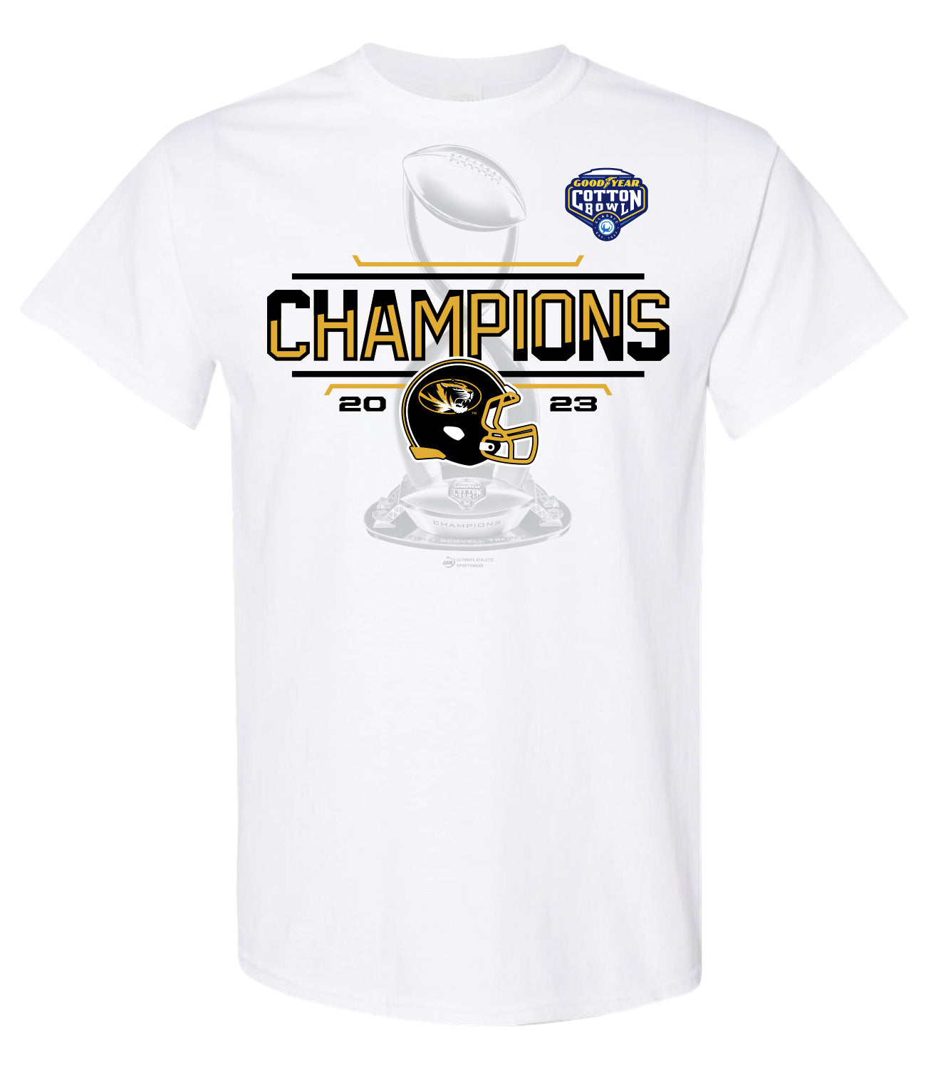 Men's White Missouri Tigers 2023 Cotton Bowl Champions Locker Room T-Shirt