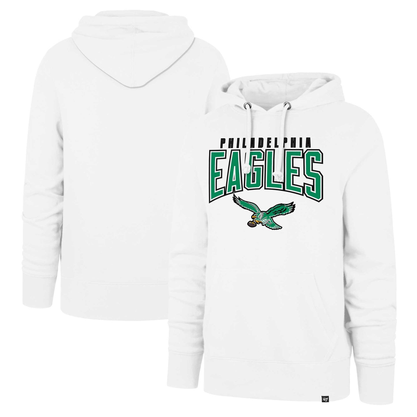 Men's '47 White Philadelphia Eagles Elements Arch Headline Pullover Hoodie