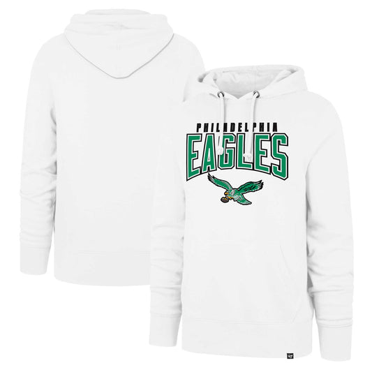 Men's '47 White Philadelphia Eagles Elements Arch Headline Pullover Hoodie