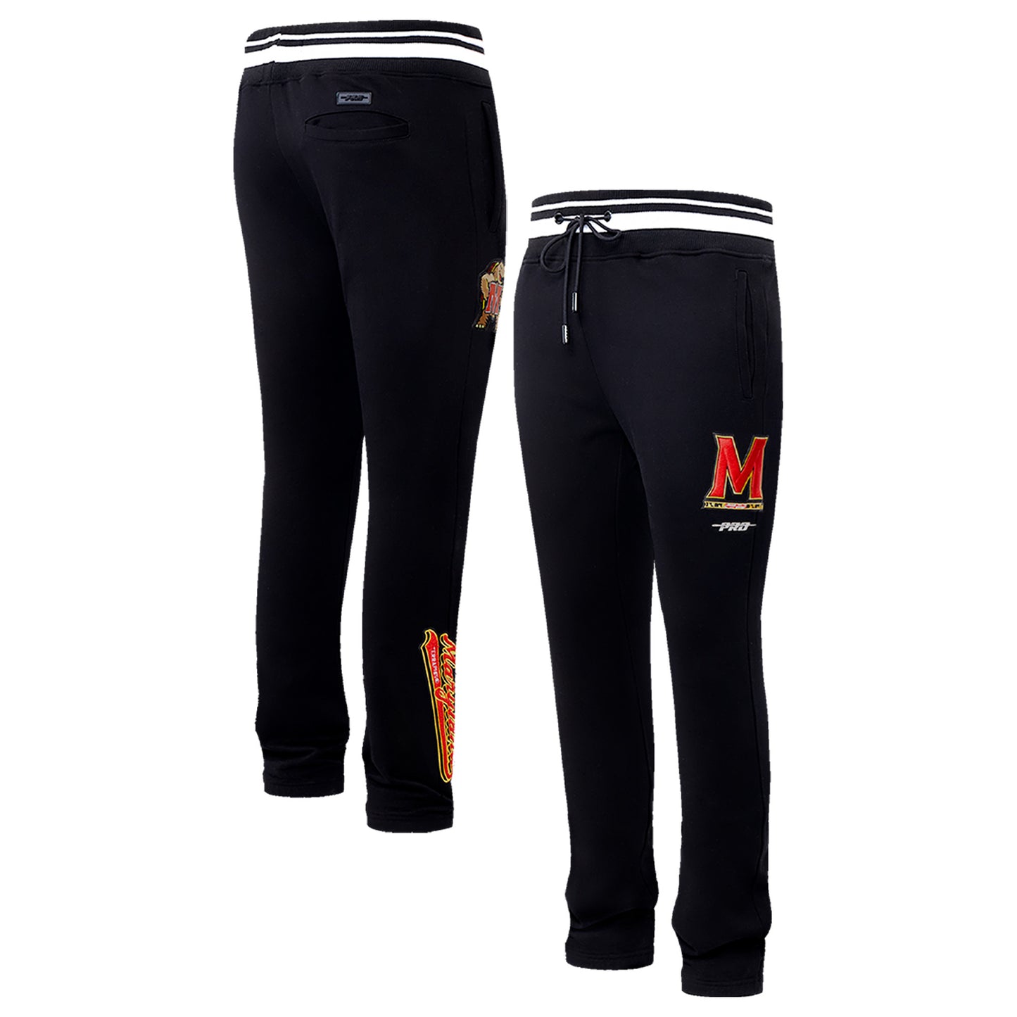 Men's Pro Standard Black Maryland Terrapins Script Tail Fleece Sweatpants