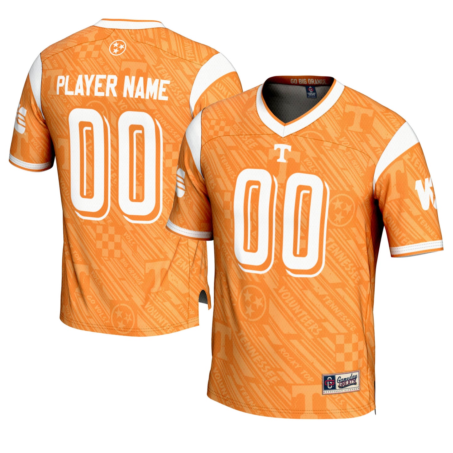 Men's GameDay Greats  Tennessee Orange Tennessee Volunteers Highlight Print NIL Pick-A-Player Football Jersey