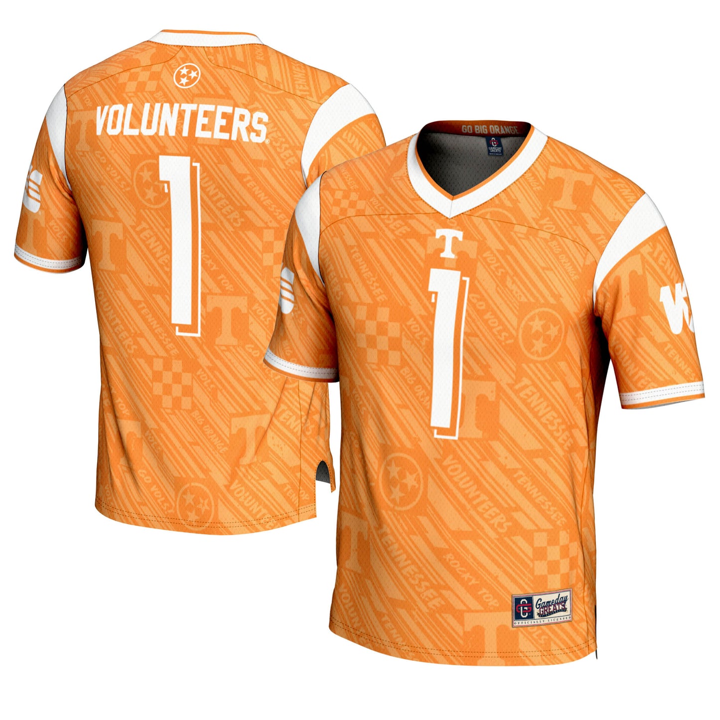 Men's GameDay Greats #1 Tennessee Orange Tennessee Volunteers Highlight Print Football Fashion Jersey