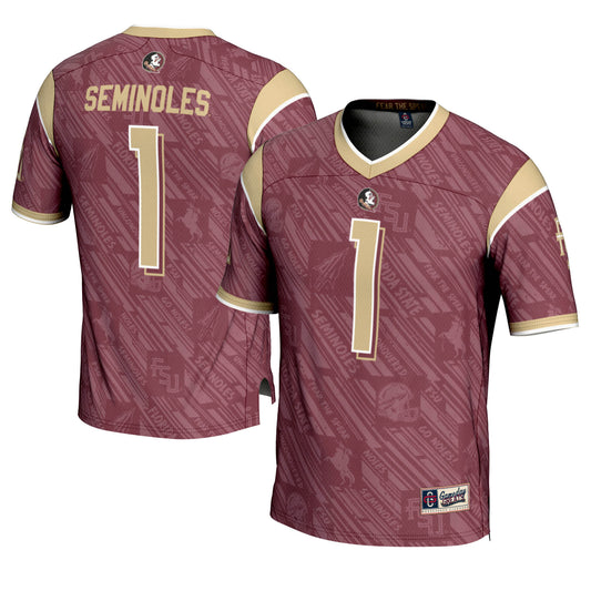 Men's GameDay Greats #1 Garnet Florida State Seminoles Highlight Print Football Fashion Jersey