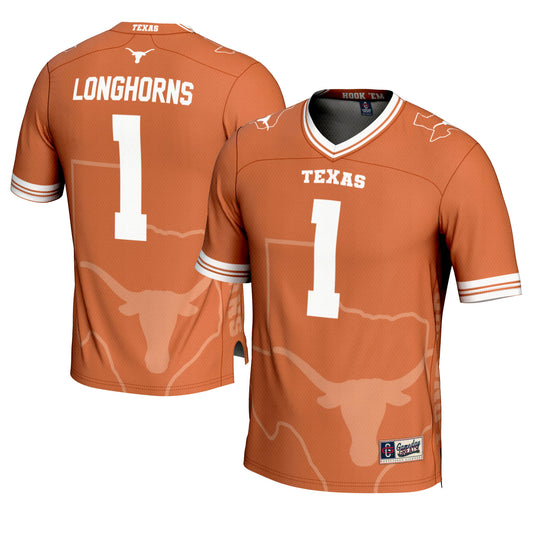 Men's GameDay Greats #1 Texas Orange Texas Longhorns Icon Print Football Fashion Jersey