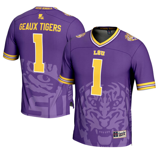 Men's GameDay Greats #1 Purple LSU Tigers Icon Print Football Fashion Jersey