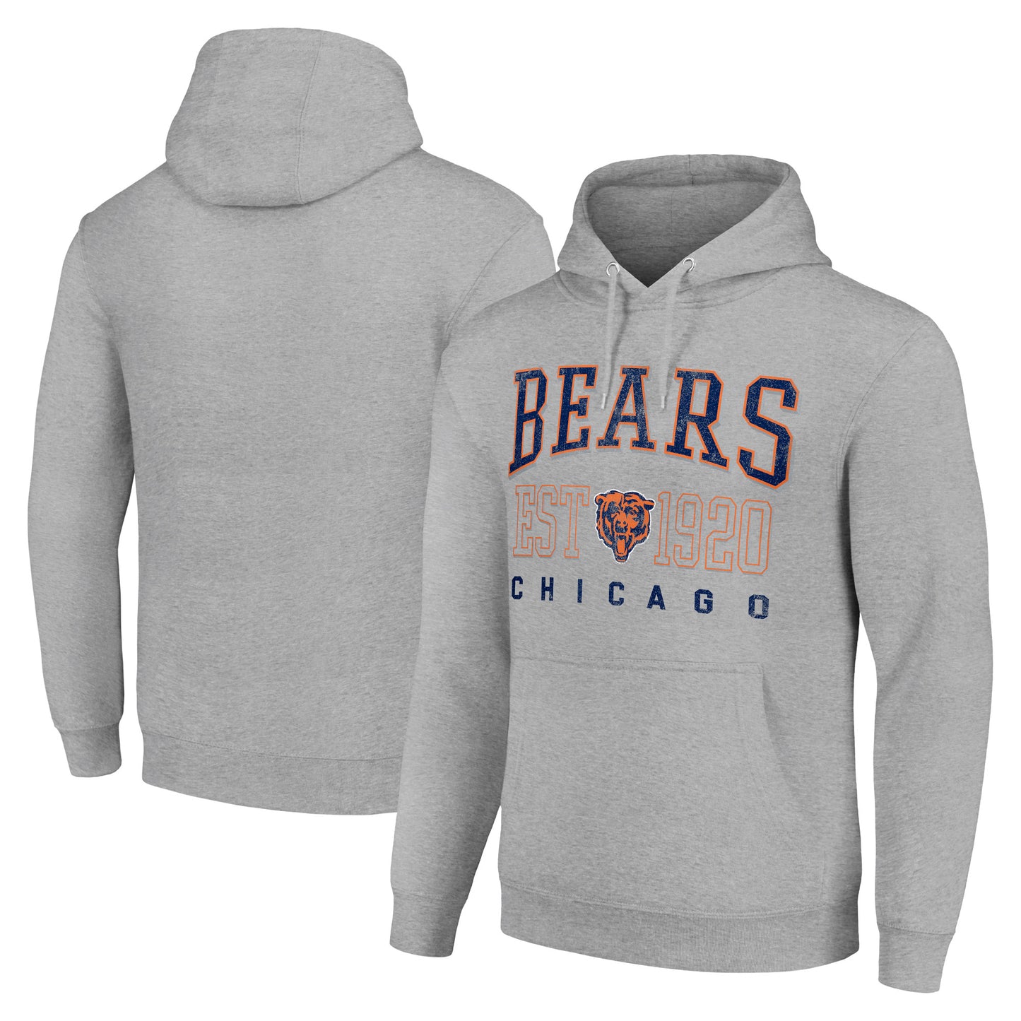 Unisex Starter Heather Gray Chicago Bears Throwback Logo Pullover Hoodie