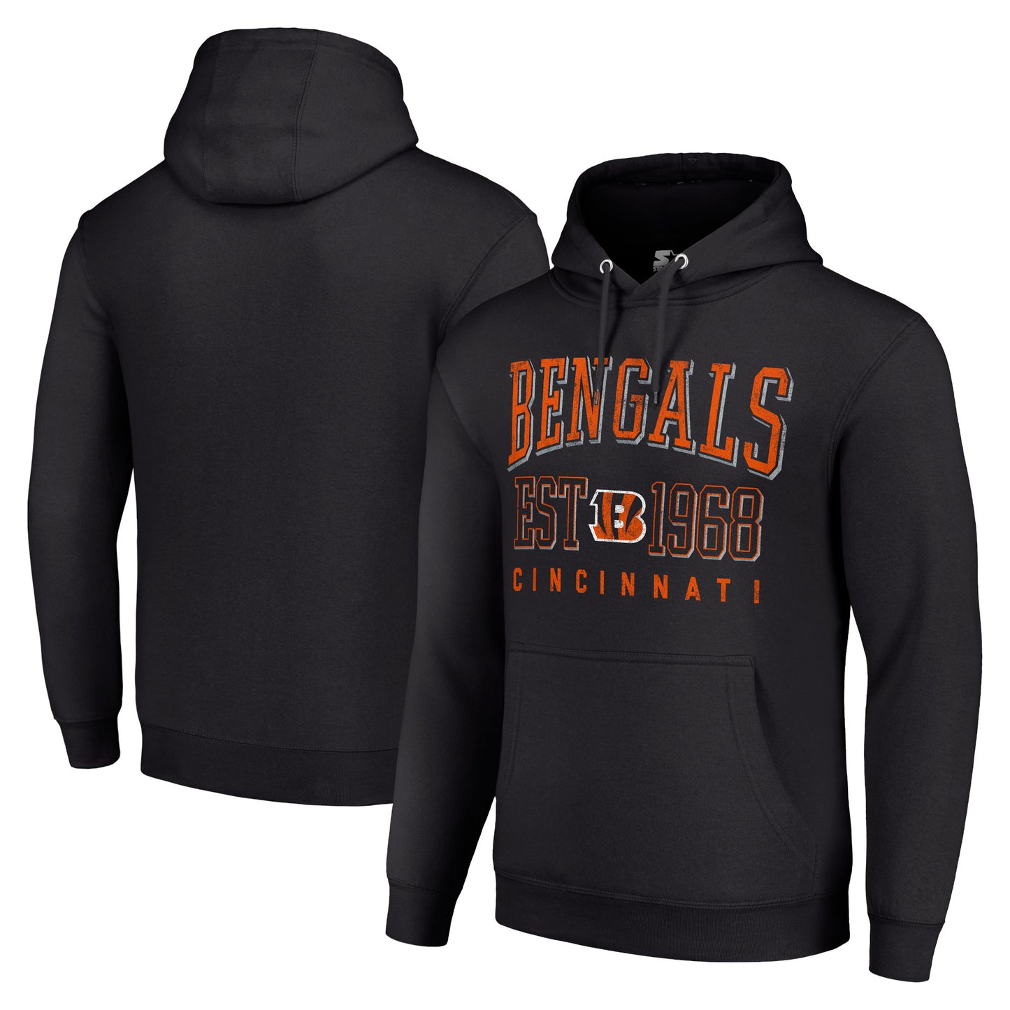 Unisex Starter Black Cincinnati Bengals Throwback Logo Pullover Hoodie