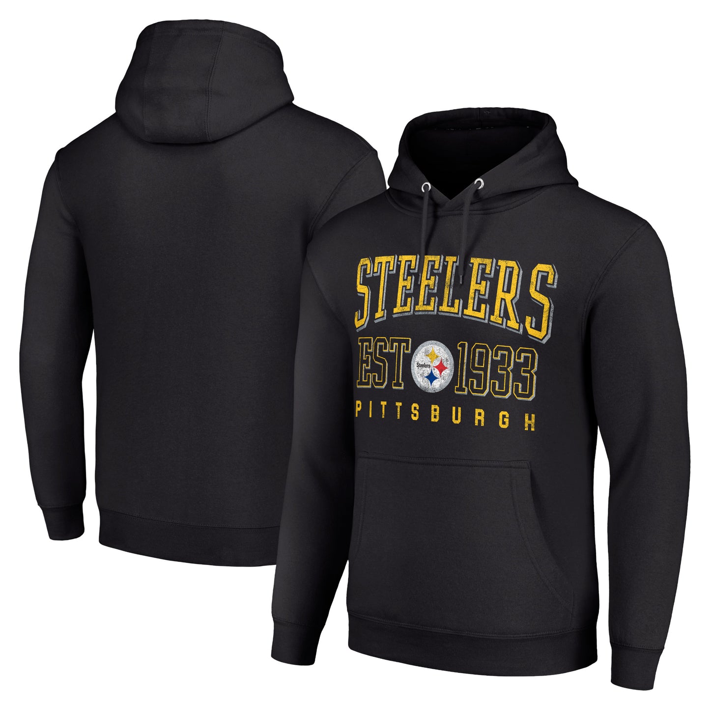 Unisex Starter Black Pittsburgh Steelers Throwback Logo Pullover Hoodie