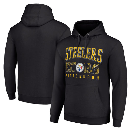 Unisex Starter Black Pittsburgh Steelers Throwback Logo Pullover Hoodie