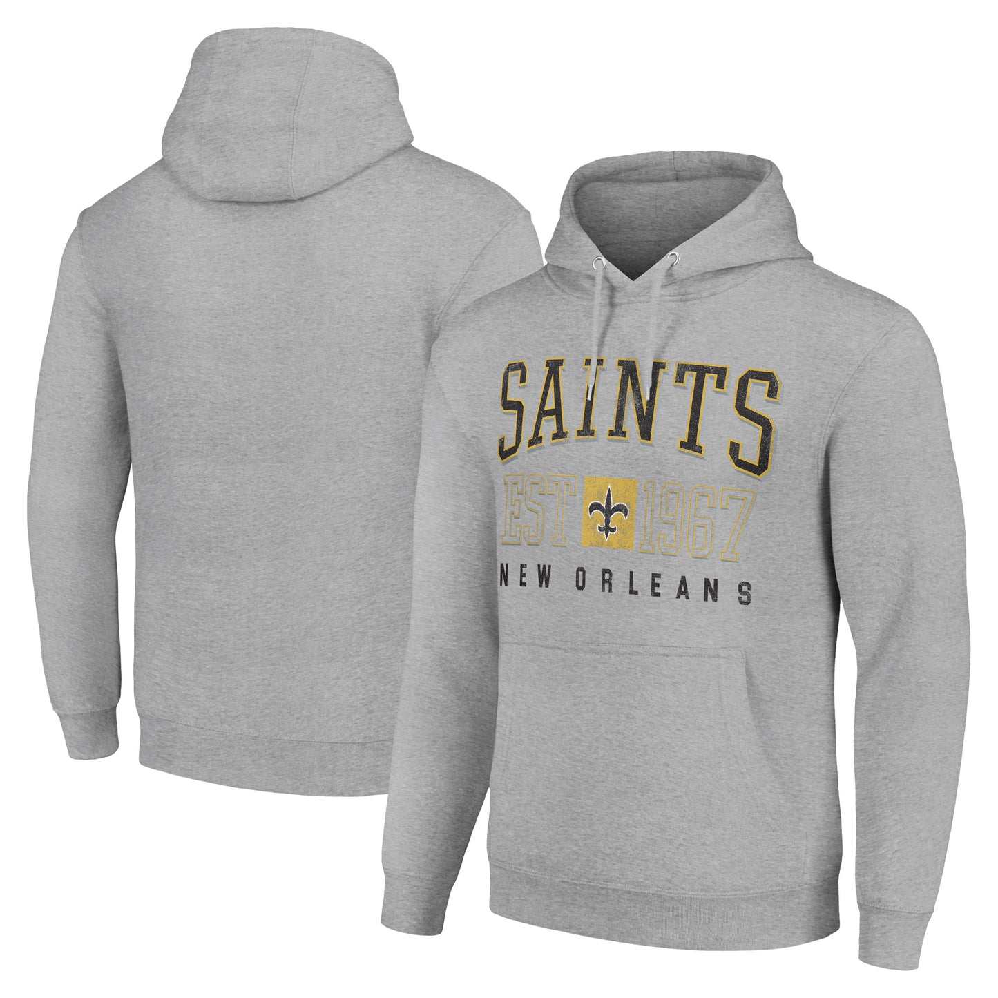 Unisex Starter Heather Gray New Orleans Saints Throwback Logo Pullover Hoodie