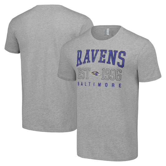 Men's Starter Heather Gray Baltimore Ravens Throwback Logo T-Shirt