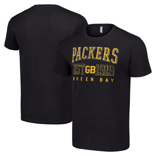 Men's Starter Black Green Bay Packers Throwback Logo T-Shirt