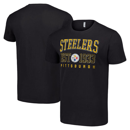 Men's Starter Black Pittsburgh Steelers Throwback Logo T-Shirt