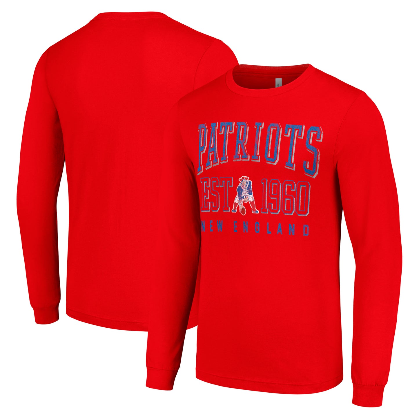 Men's Starter Red New England Patriots Throwback Logo Long Sleeve T-Shirt