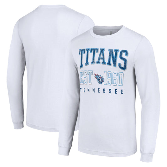 Men's Starter White Tennessee Titans Throwback Logo Long Sleeve T-Shirt