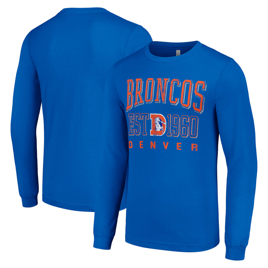Men's Starter Royal Denver Broncos Throwback Logo Long Sleeve T-Shirt