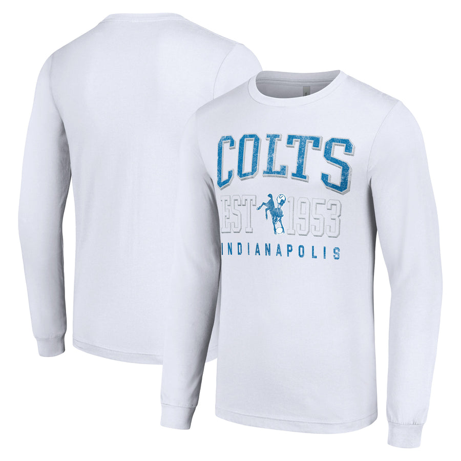 Men's Starter White Indianapolis Colts Throwback Logo Long Sleeve T-Shirt