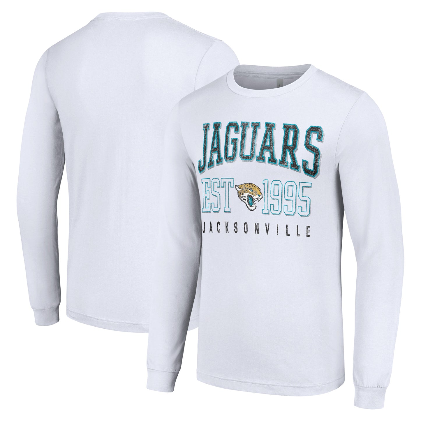 Men's Starter White Jacksonville Jaguars Throwback Logo Long Sleeve T-Shirt