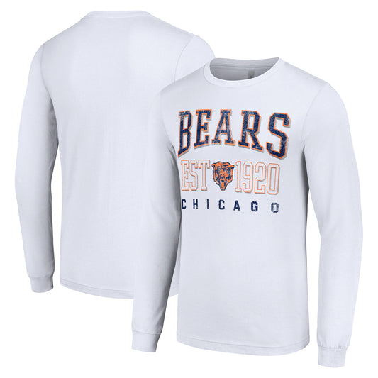 Men's Starter White Chicago Bears Throwback Logo Long Sleeve T-Shirt