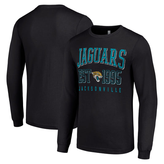 Men's Starter Black Jacksonville Jaguars Throwback Logo Long Sleeve T-Shirt