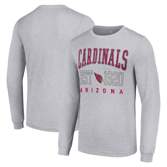 Men's Starter Heather Gray Arizona Cardinals Throwback Logo Long Sleeve T-Shirt