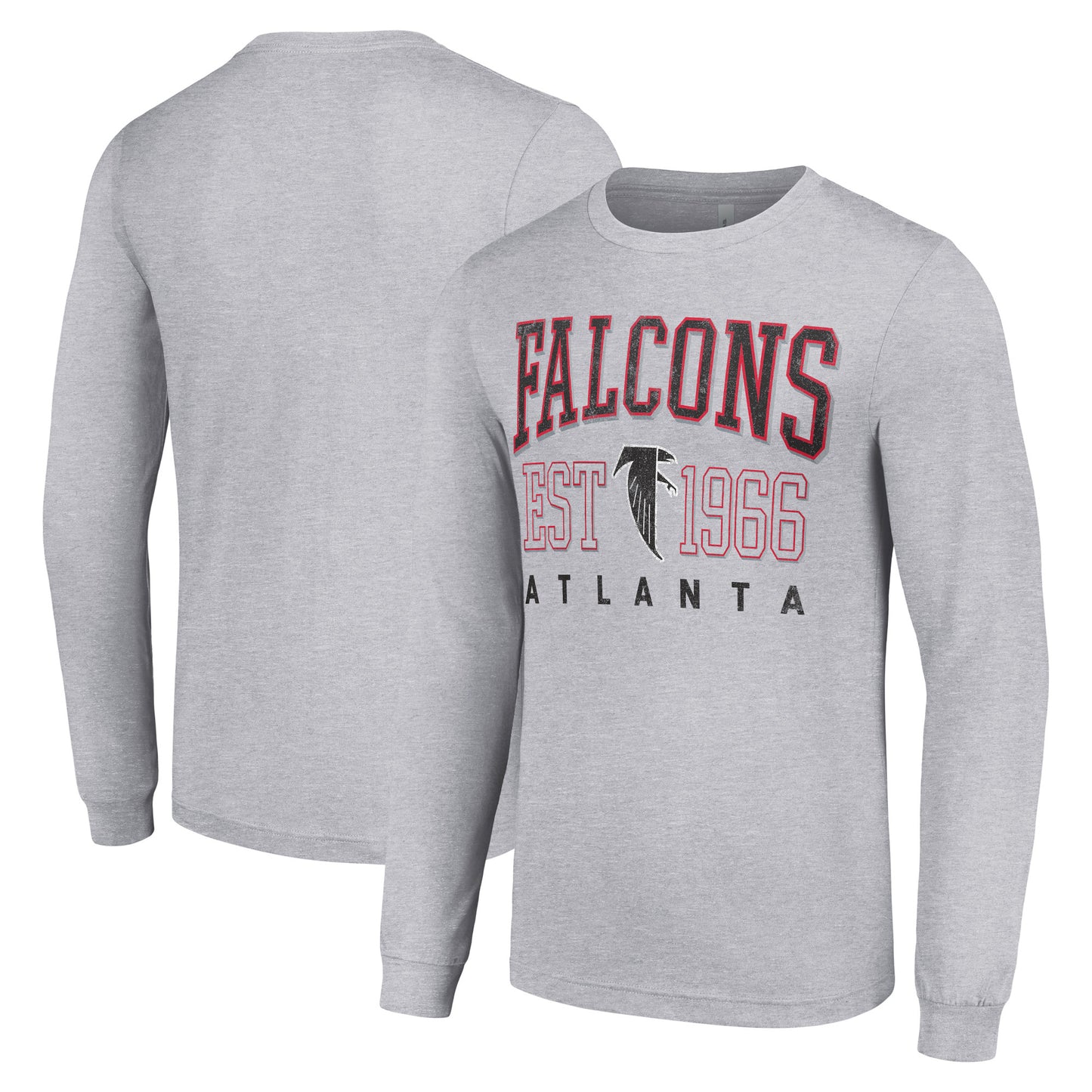 Men's Starter Heather Gray Atlanta Falcons Throwback Logo Long Sleeve T-Shirt