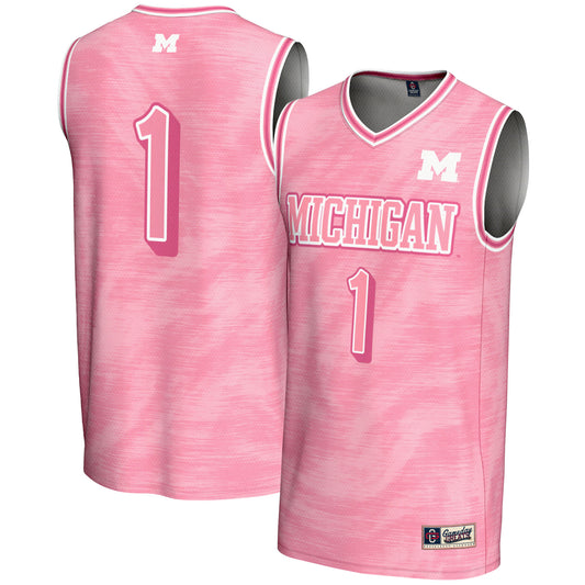 Unisex GameDay Greats #1 Pink Michigan Wolverines Lightweight Basketball Fashion Jersey