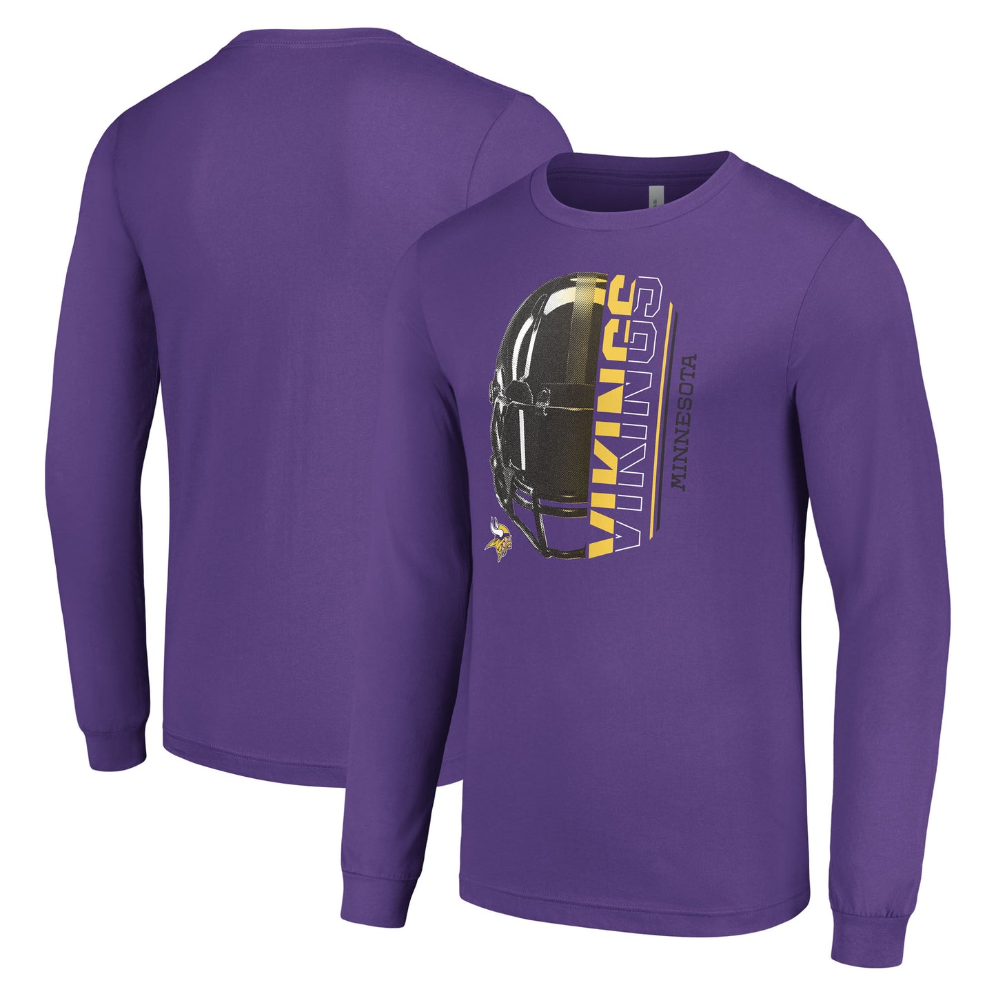 Men's Starter Purple Minnesota Vikings Half Helmet Logo Long Sleeve T-Shirt