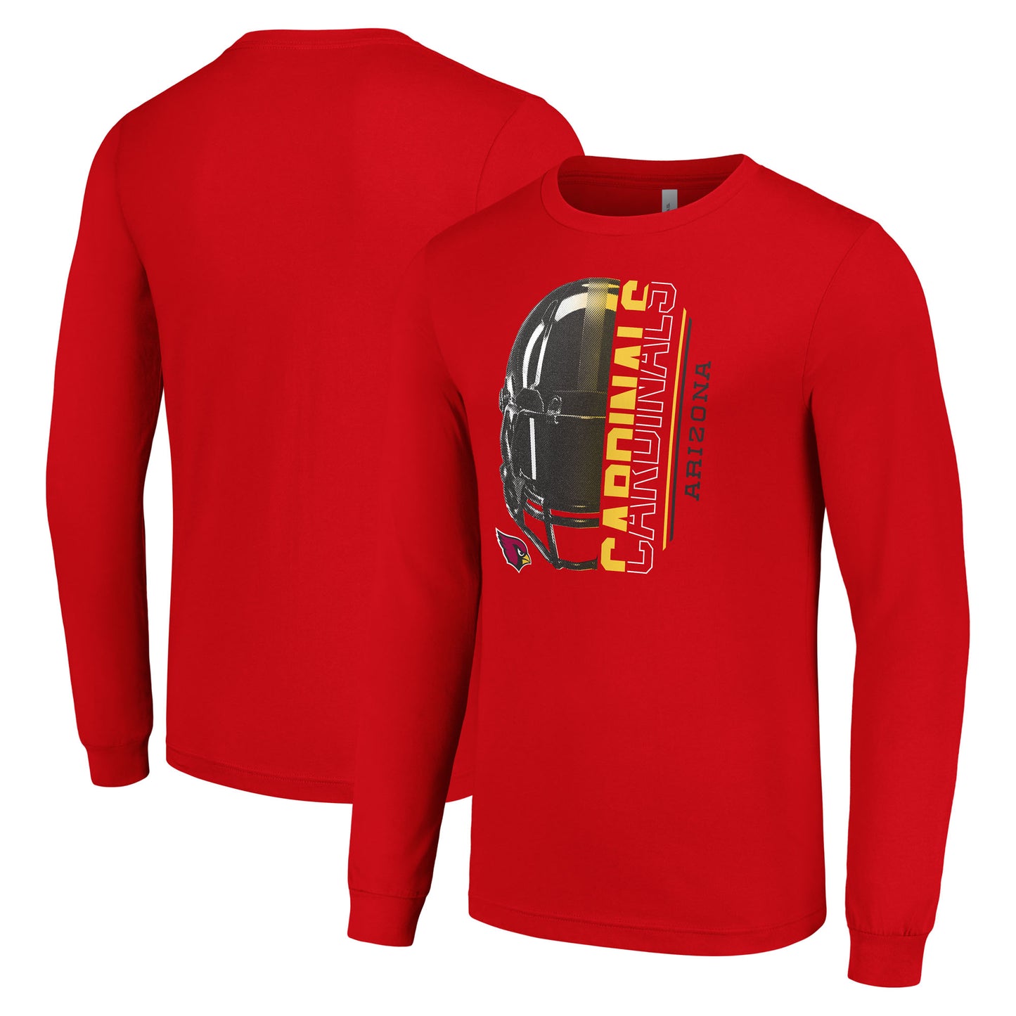 Men's Starter Cardinal Arizona Cardinals Half Helmet Logo Long Sleeve T-Shirt