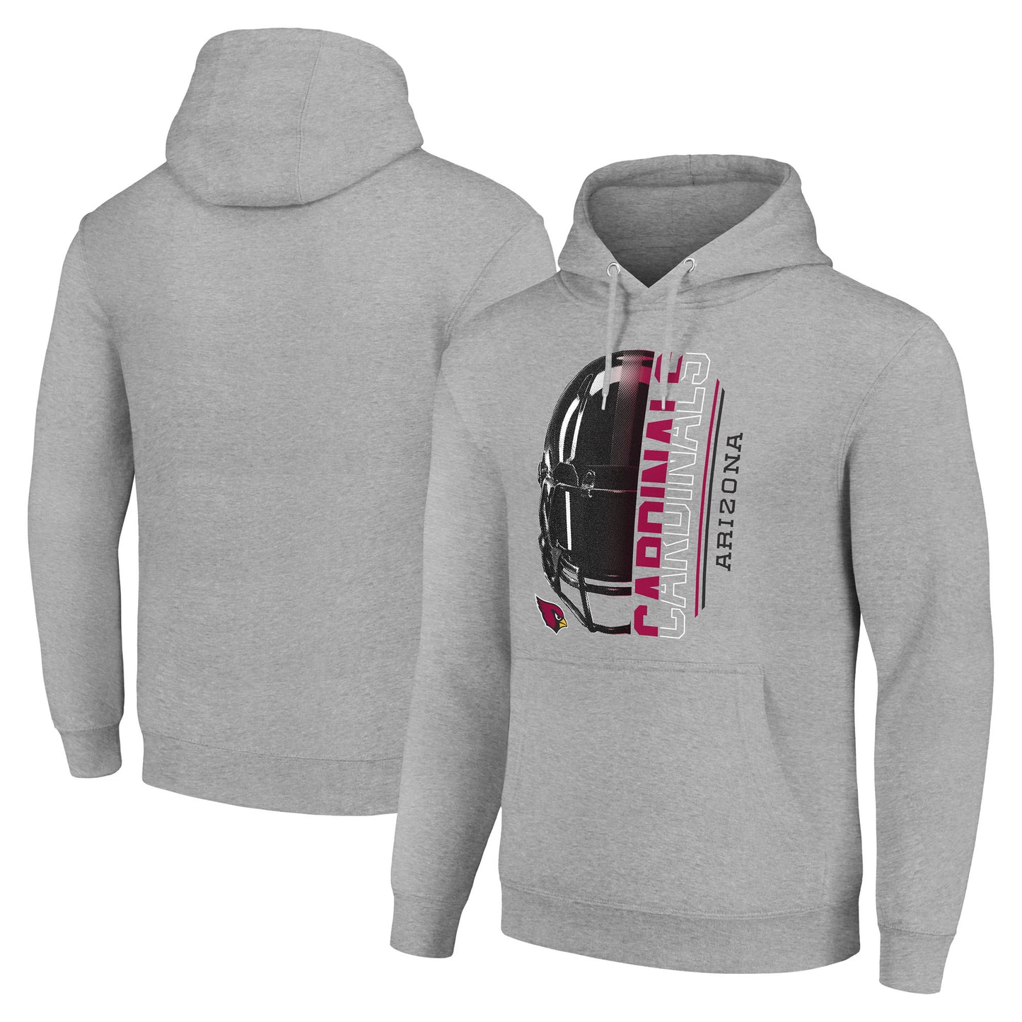 Unisex Starter Heather Gray Arizona Cardinals Half Helmet Logo Pullover Hoodie