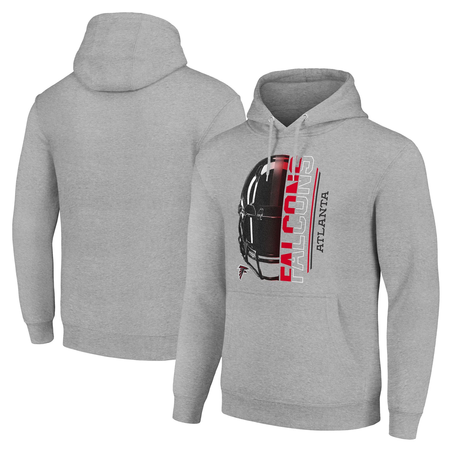 Unisex Starter Heather Gray Atlanta Falcons Half Helmet Logo Pullover Hoodie