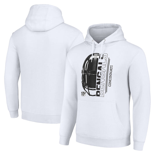 Unisex Starter White Cincinnati Bengals Half Helmet Logo Pullover Hoodie