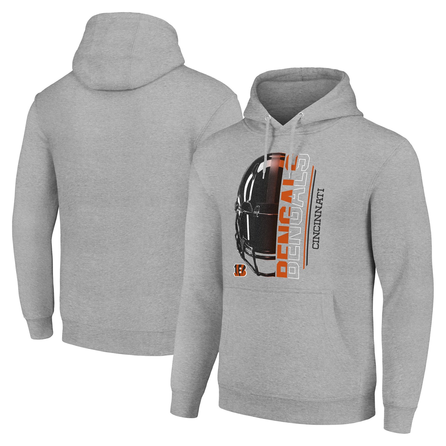 Unisex Starter Heather Gray Cincinnati Bengals Half Helmet Logo Pullover Hoodie