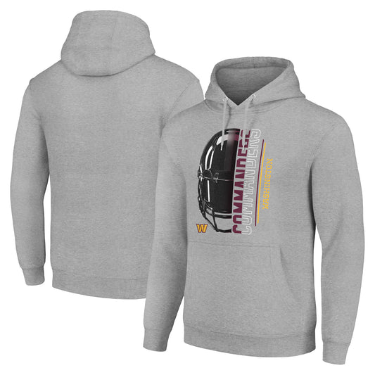 Unisex Starter Heather Gray Washington Commanders Half Helmet Logo Pullover Hoodie