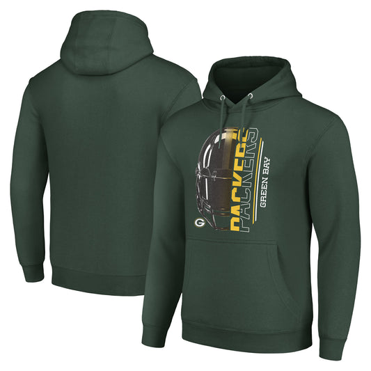 Unisex Starter Green Green Bay Packers Half Helmet Logo Pullover Hoodie