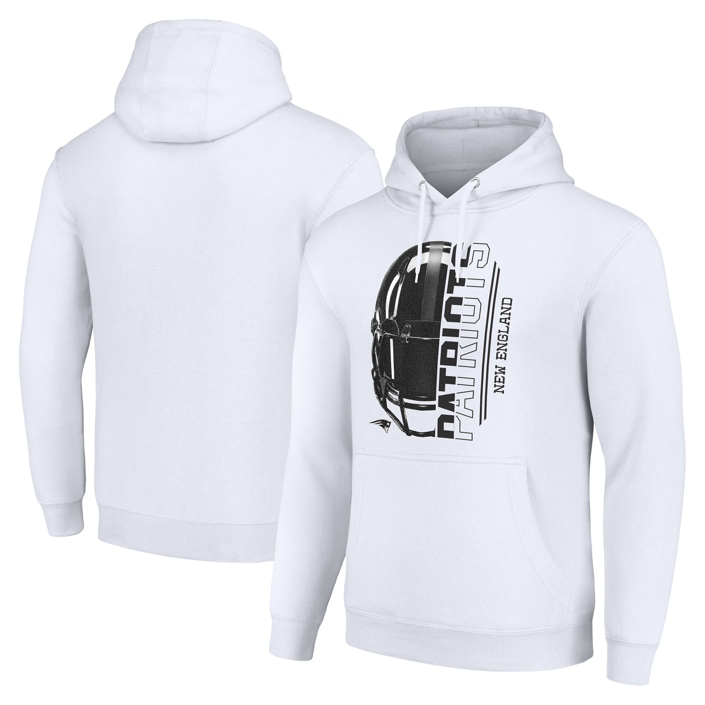 Unisex Starter White New England Patriots Half Helmet Logo Pullover Hoodie