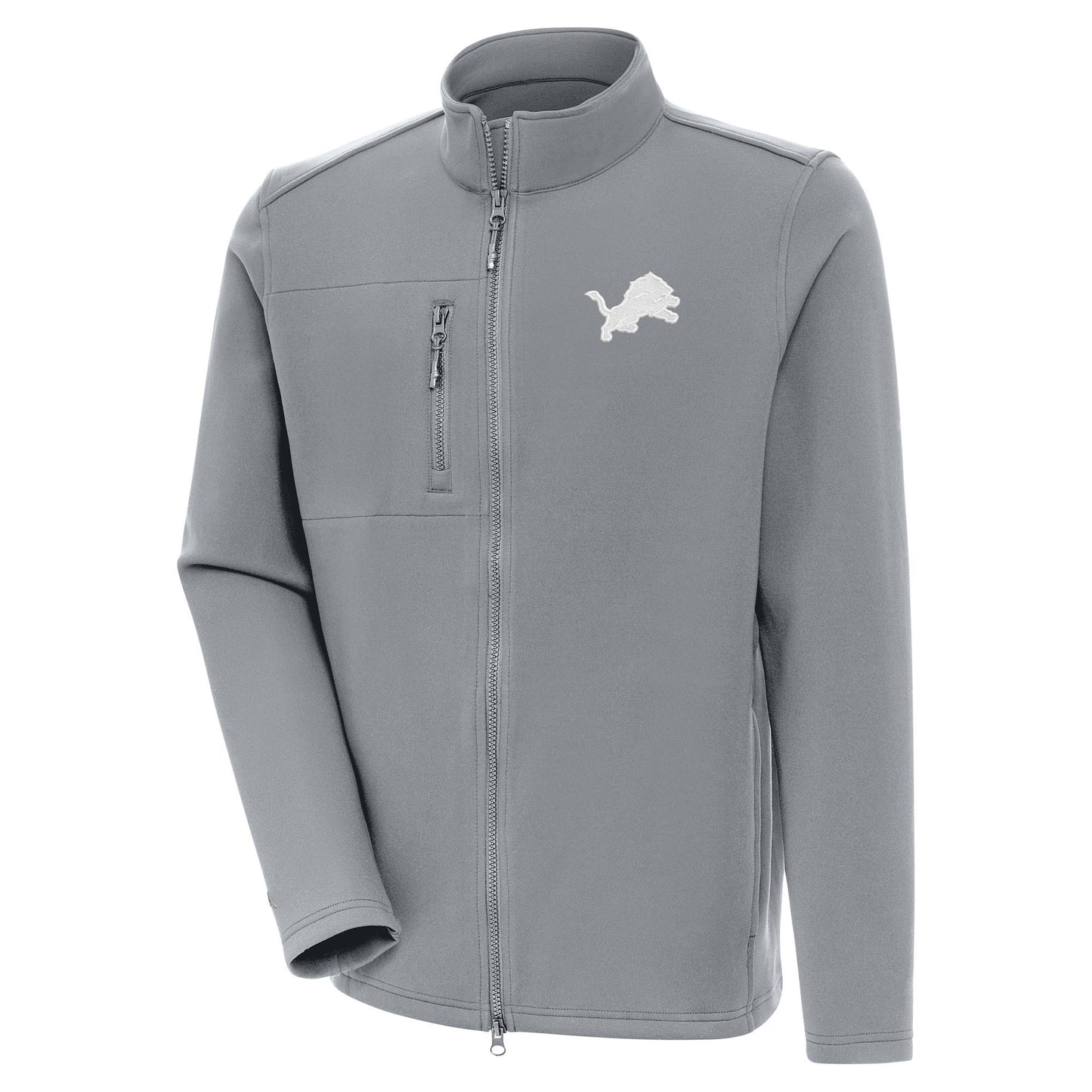 Men's Antigua Gray Detroit Lions Objection Full-Zip Jacket