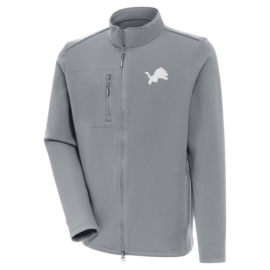 Men's Antigua Gray Detroit Lions Objection Full-Zip Jacket