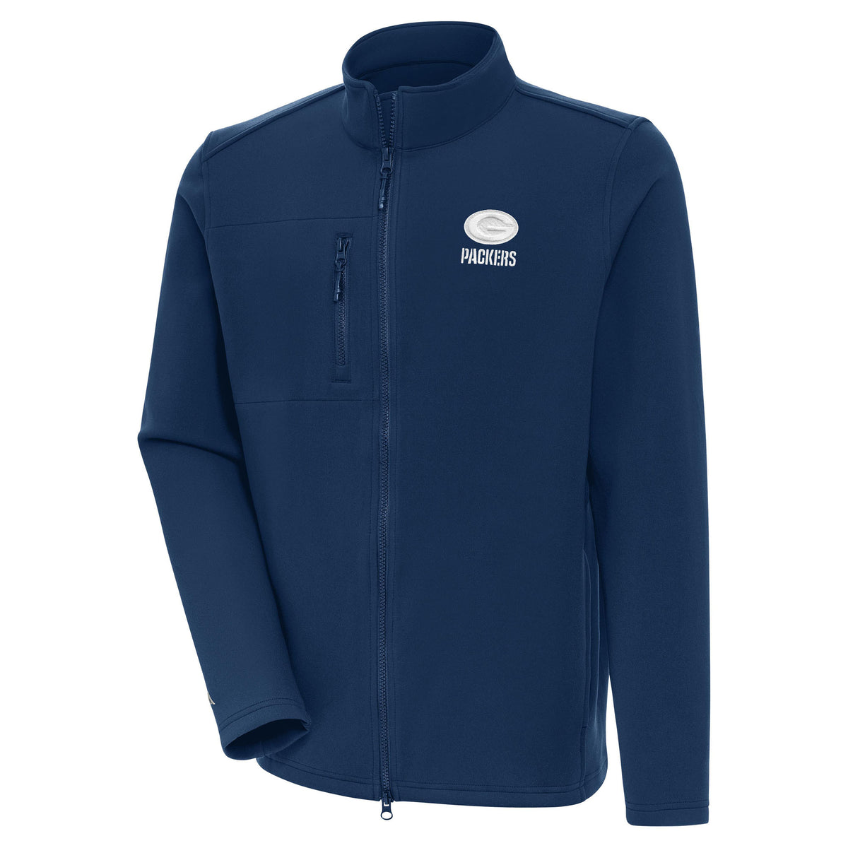 Men's Antigua Navy Green Bay Packers Objection Full-Zip Jacket
