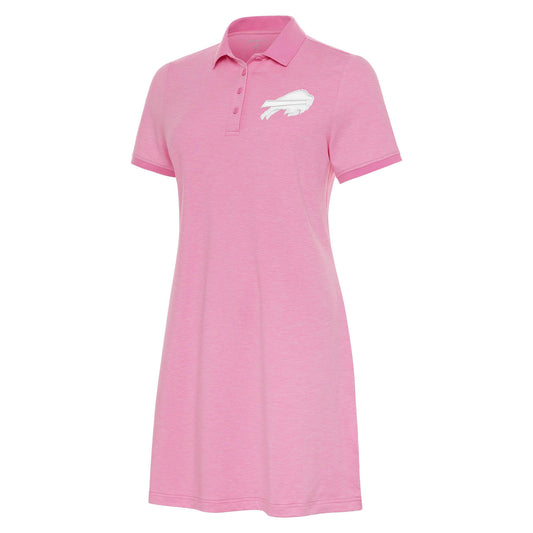 Women's Antigua Pink Buffalo Bills White Logo Play Through Polo Dress