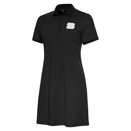 Women's Antigua Black Cincinnati Bengals White Logo Play Through Polo Dress