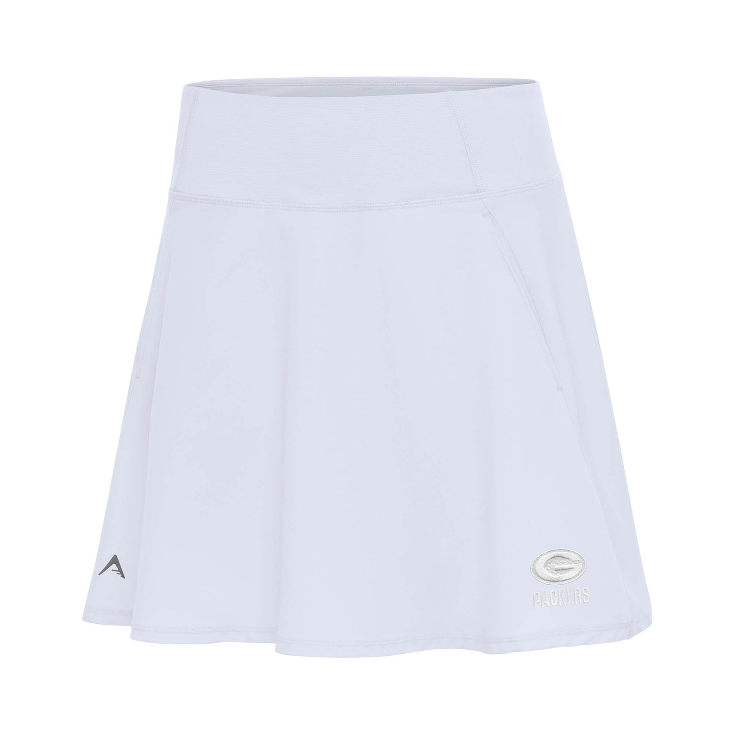 Women's Antigua White Green Bay Packers White Logo Chip Skort