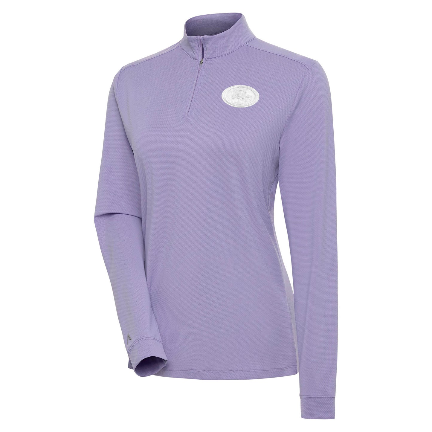 Women's Antigua Lavender San Francisco 49ers White Logo Finish Quarter-Zip Top